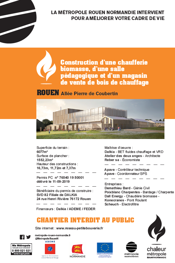 Panneau chantier chaufferie RCPB