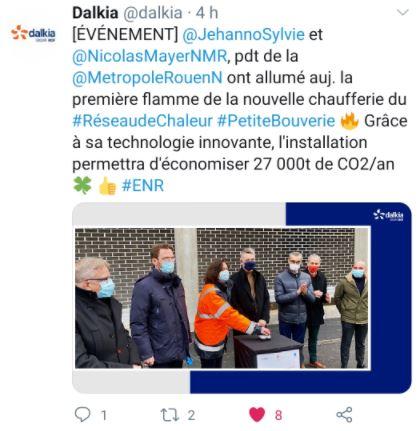 Tweet Dalkia première flamme